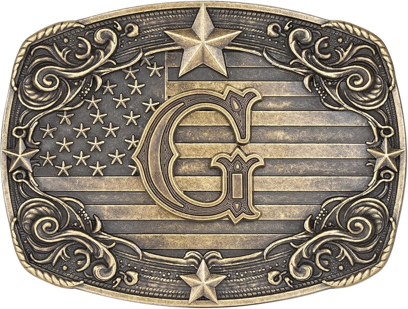 Flipslo Store Western Belt Buckle for Men Women Initial Letter A to Z Cowboy Belt Buckle Texas Buckle hebillas vaqueras para hombre - Image 1